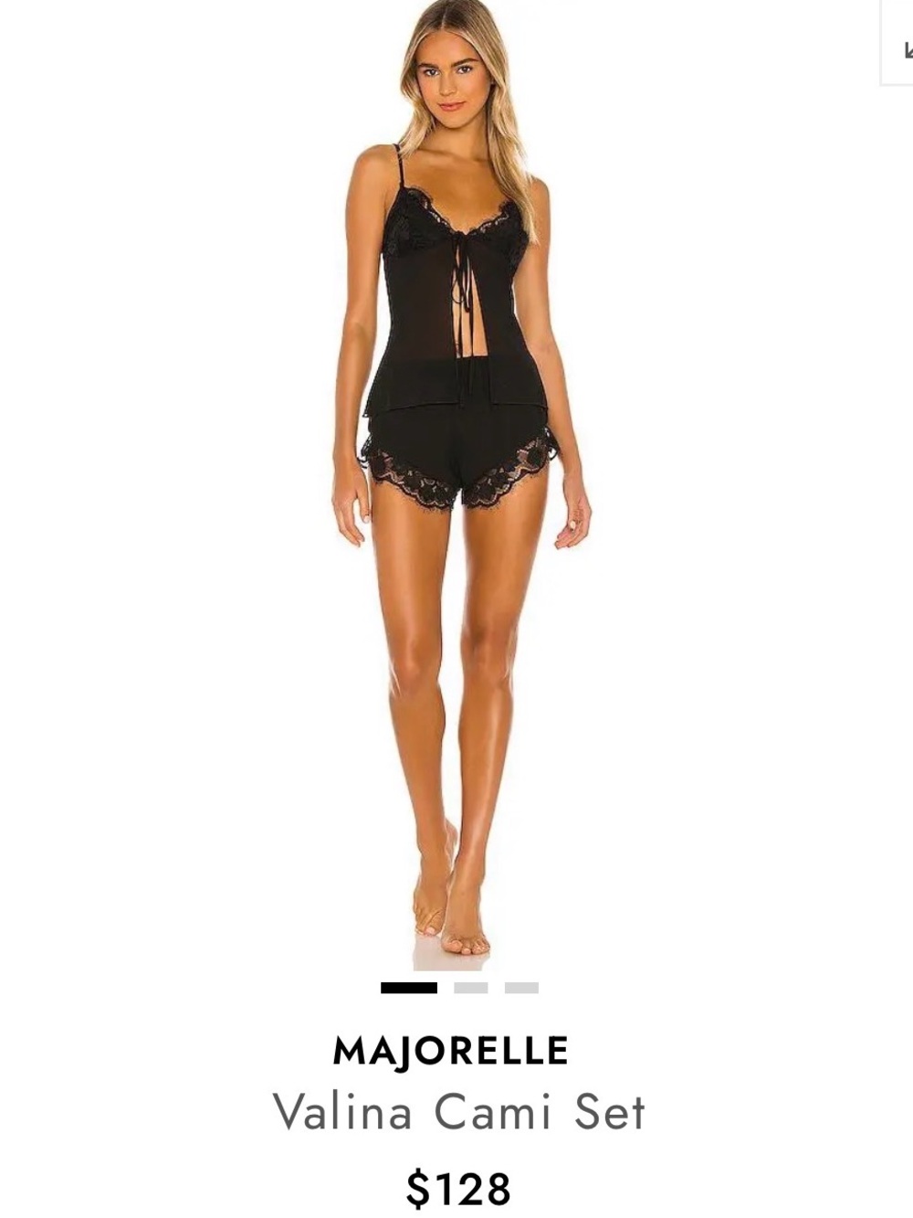 Majorelle Valina Black Lace Cami Set XXS Revolve NWT